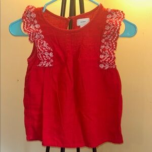 Girls' Red Top with Lace Sleeves